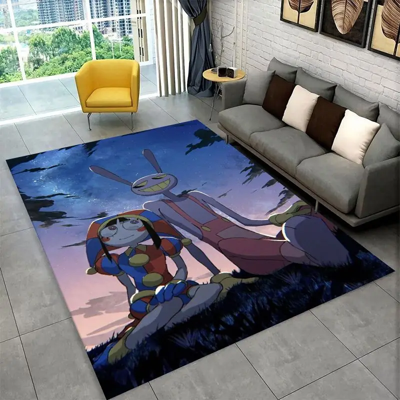 Cartoon Amizing Digtal Circus Pomni Non-Slip Area Rug for Living Room,Bedroom,Playroom,Carpet Floor Mat Home Decor Rug  Room
