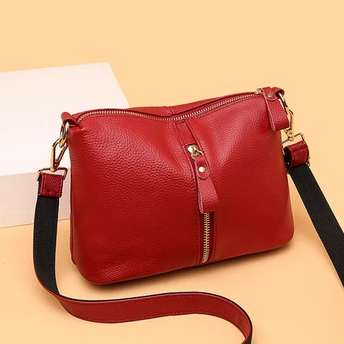Bolso de mano de piel auténtica de alta calidad para mujer, bolsos de hombro tipo bandolera de piel vacuno suave de lujo, moda 2024