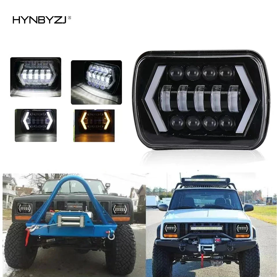 

HYNBYZJ 1set 7 Inch LED Headlights 500W Hi-Lo Beam Halo DRL 12V 24V With H4 Harness For Car Jeep Wrangler YJ Cherokee XJ MJ