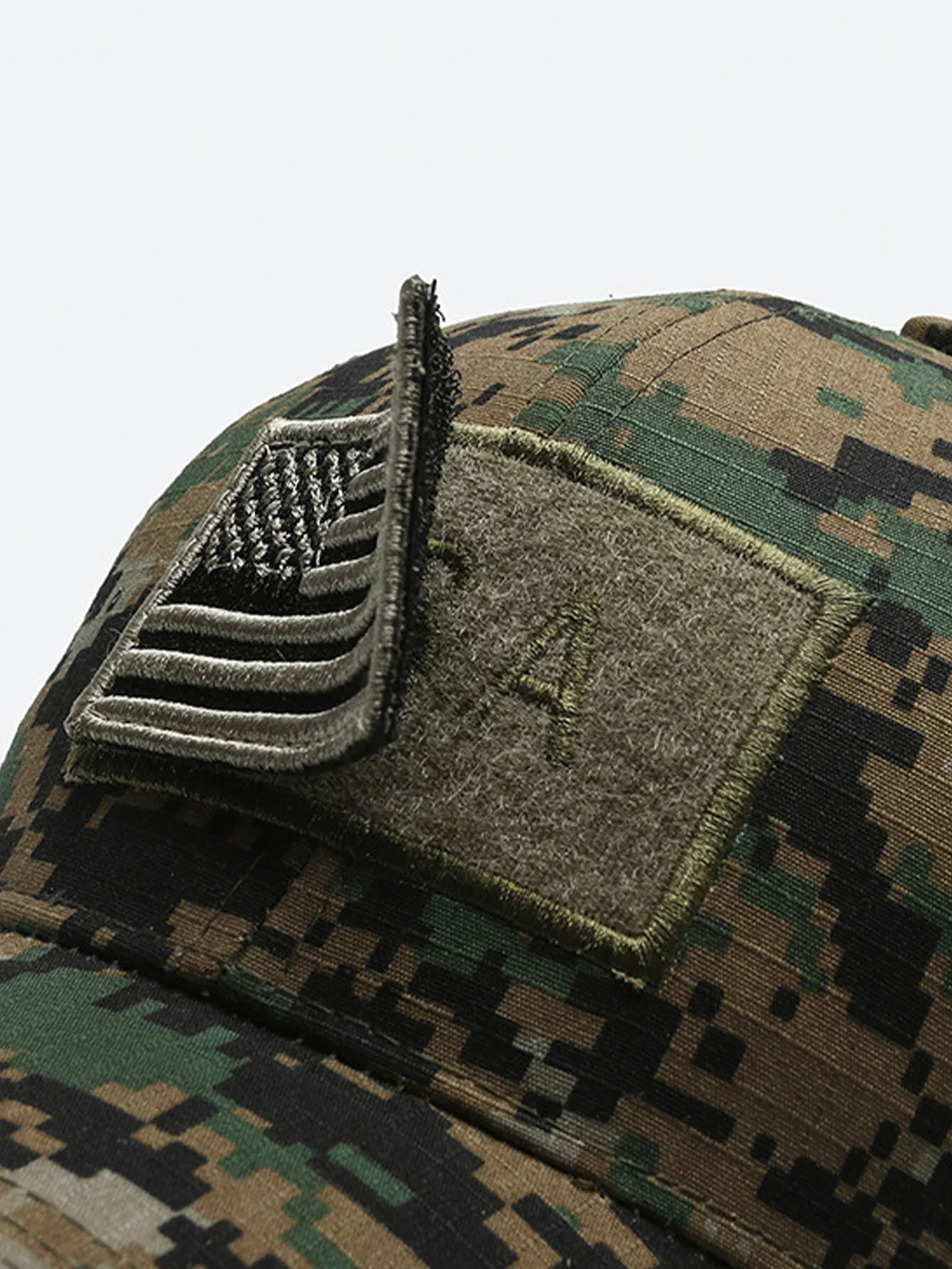 미국 로고 하이킹 캡 개성 스티커 자수 야구 모자 메쉬 모자 야외 벨크로 캡