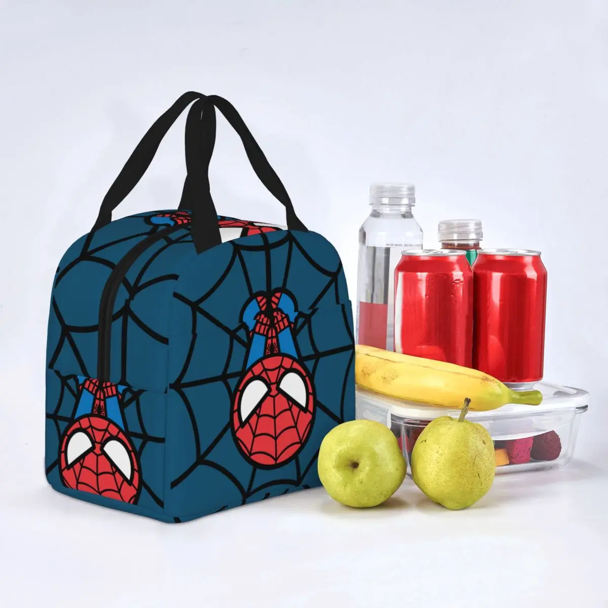 Kawaii Spider Man Hanging Insulated Lunch Bags Thermal Bag Reusable Leakproof Tote Lunch Box Food Storage Bags School Picnic