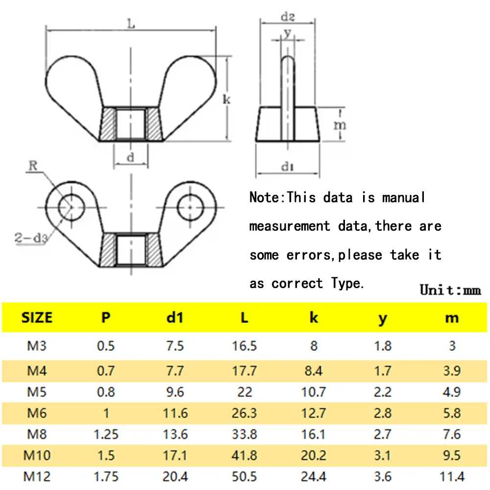 10/20Pcs M3 M4 M5 M6 M8 M10 M12 Nylon Wing Nut White/Black Butterfly Ingot Nut Hand Tight Thumb Nuts Insulation Corrosion