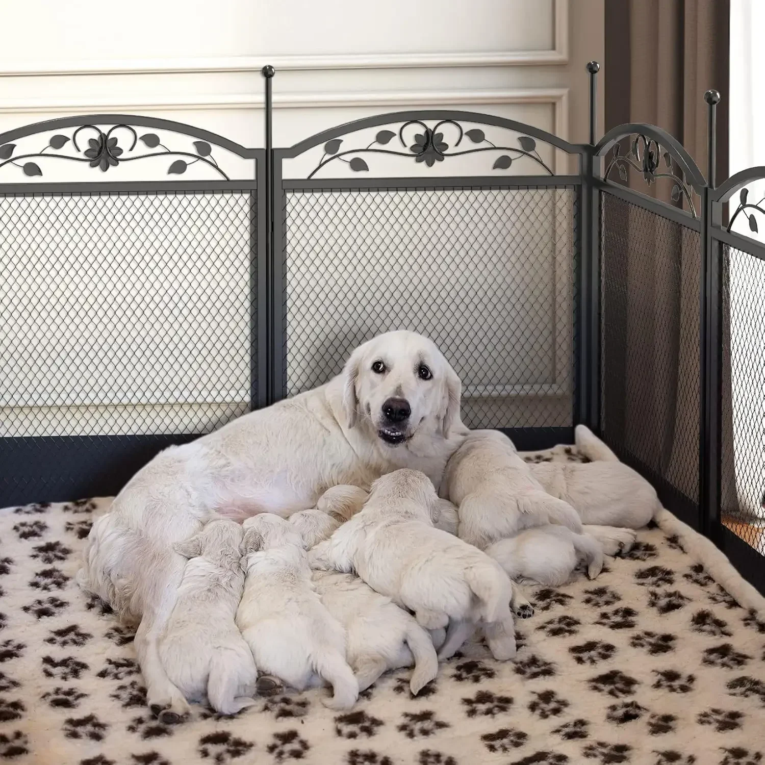 [Ограниченное предложение по времени, распродажа! ]Ограждение коробки для собак: Металлический ящик для манежа в помещении для домашних животных с водонепроницаемой подушечкой для чистки - сверхмощный P