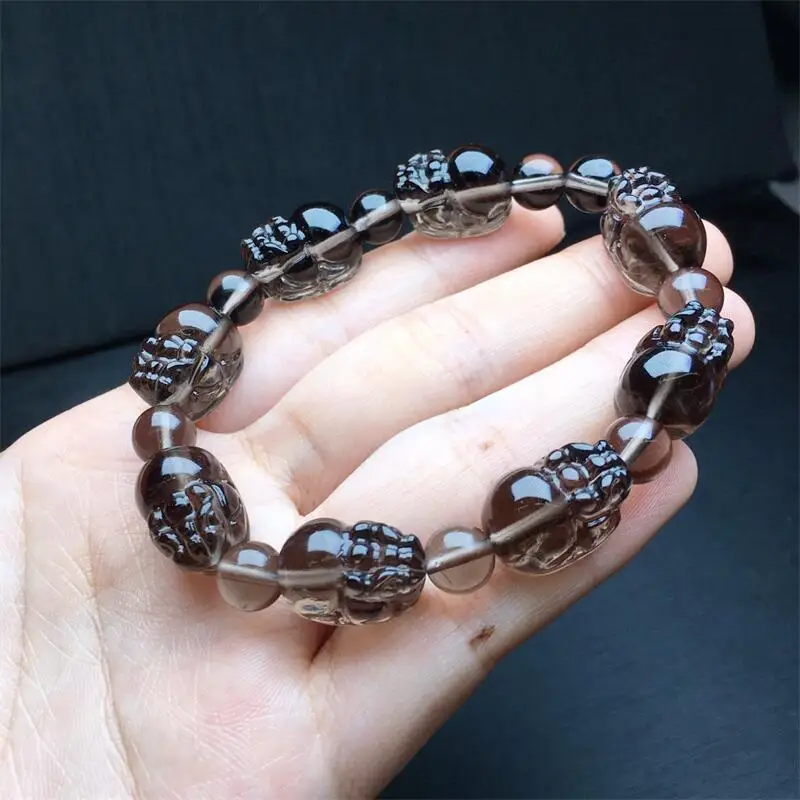 16.7MM Natural Clear Obsidian Pixiu Bracelet Handmade Crystal Quartz Jewelry Stretch Children Birthday Gift 1PCS