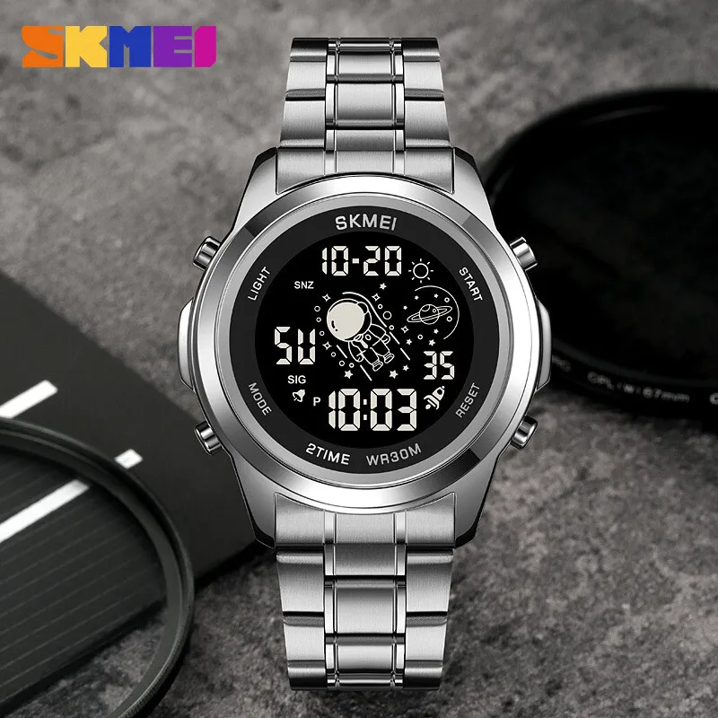 

Мужские астронавты SKMEI 2019, спортивные многофункциональные модные часы, цифровой светодиодный будильник