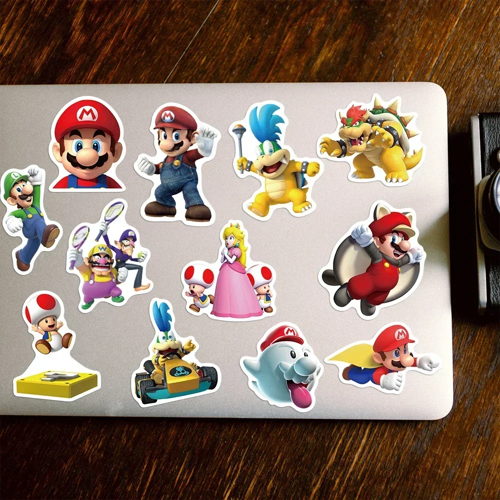 Cartoon Super Mario Bros Game Stickers Anime Decals for Laptop Skateboard Guitar Notebook Suitcase Waterproof Stickers Kid Toy