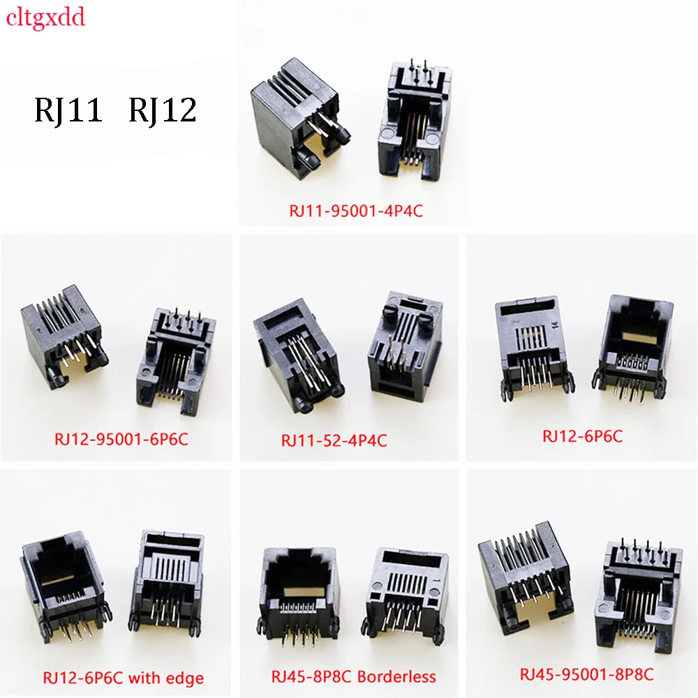 

10PCS RJ11 RJ12 telephone socket connector 4P4C 6P6C 8P8C female jack plug computer interconnection network PCB connector