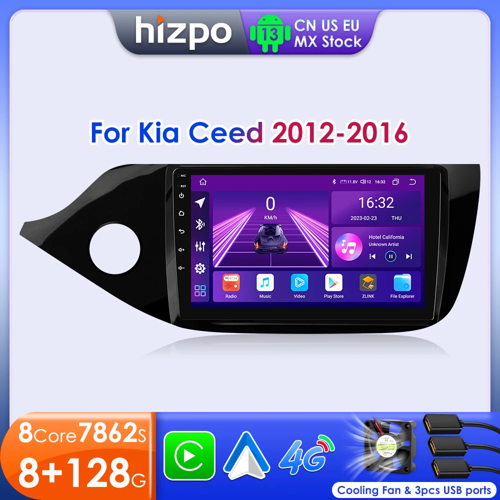 

po Car Radio For KIA Cee'd CEED JD 2012-2018 2 Din Android 12 Multimedialny odtwarzacz wideo GPS Carplay Auto Stereo DSP Head Unit