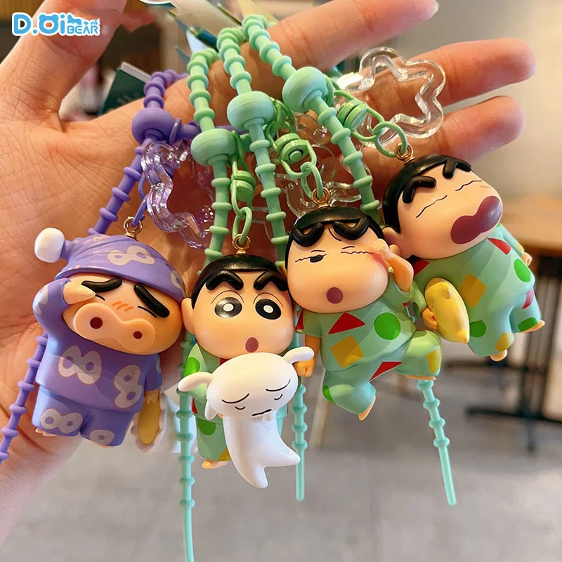Miniso تلوين شينشان المفاتيح Kawaii بيجامة سلسلة سيارة المفاتيح قلادة Ins الكورية الكرتون أنيمي صديق جيد هدية عيد ميلاد