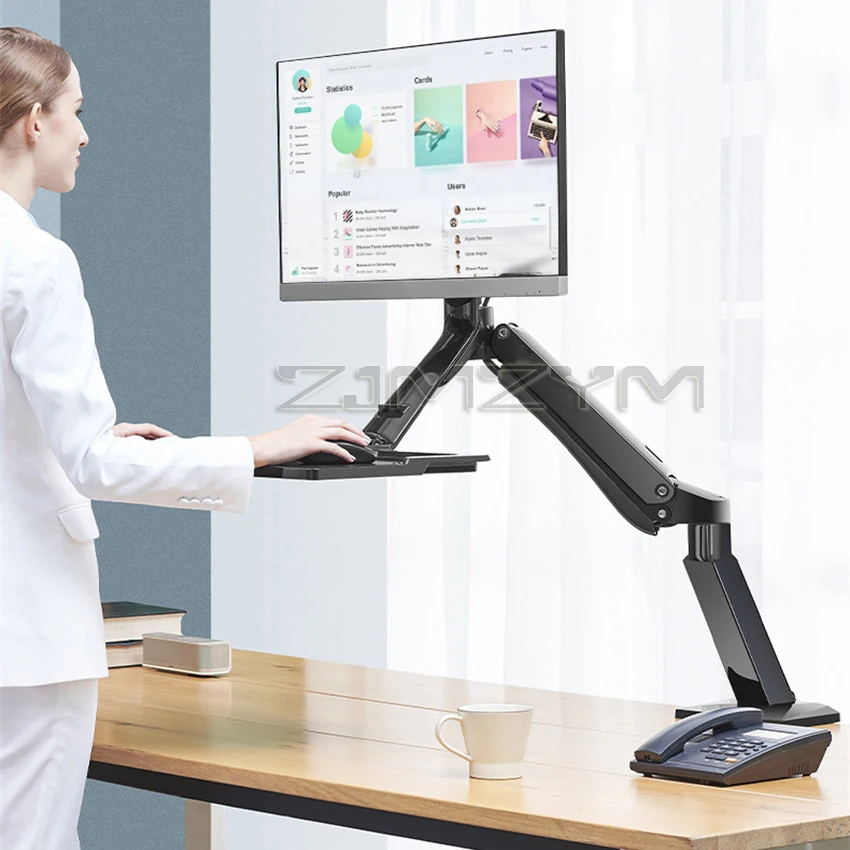 Computer Monitor with Keyboard Bracket NB40 Wall Mounted Rotatable Desktop Bracket Home Office Retractable Sit Stand Workstation