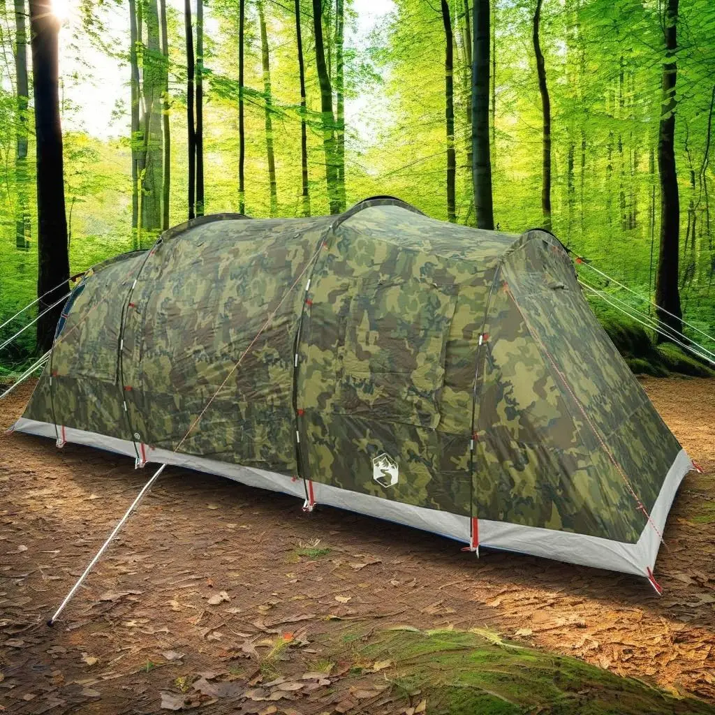 6-Personen-Camouflage-Tunnel-Familienzelt wasserdicht für Camping- und Outdoor-Aktivitäten