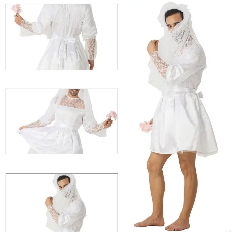 Q0ke 3pcs sposa costume da sposa uomo abito da sposa velo da sposa con set cinture