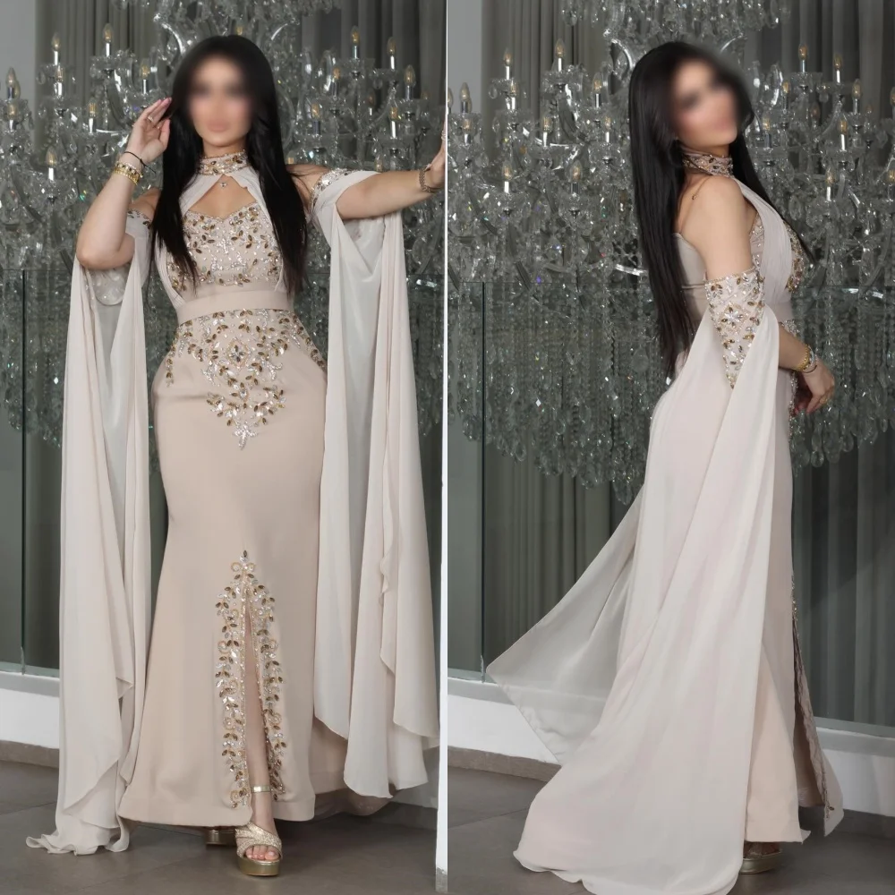 

Customized Sparkle High Collar Trumpet Long Dresses Bespoke Occasion Saudi Arabian Evening Formal Dress Vestidos De Fiesta