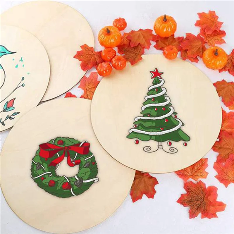 

M15K-30PCS Natural Wood Pieces Slice Round Unfinished Wooden Discs For Crafts Centerpieces DIY Christmas Ornaments 4Inch