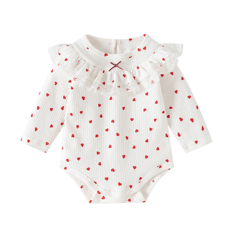

2025 New Autumn 0-24M Children Clothes Korean Style Climbing Suit Long Sleeved Cotton Print Newborn Baby Girls Bodysuits