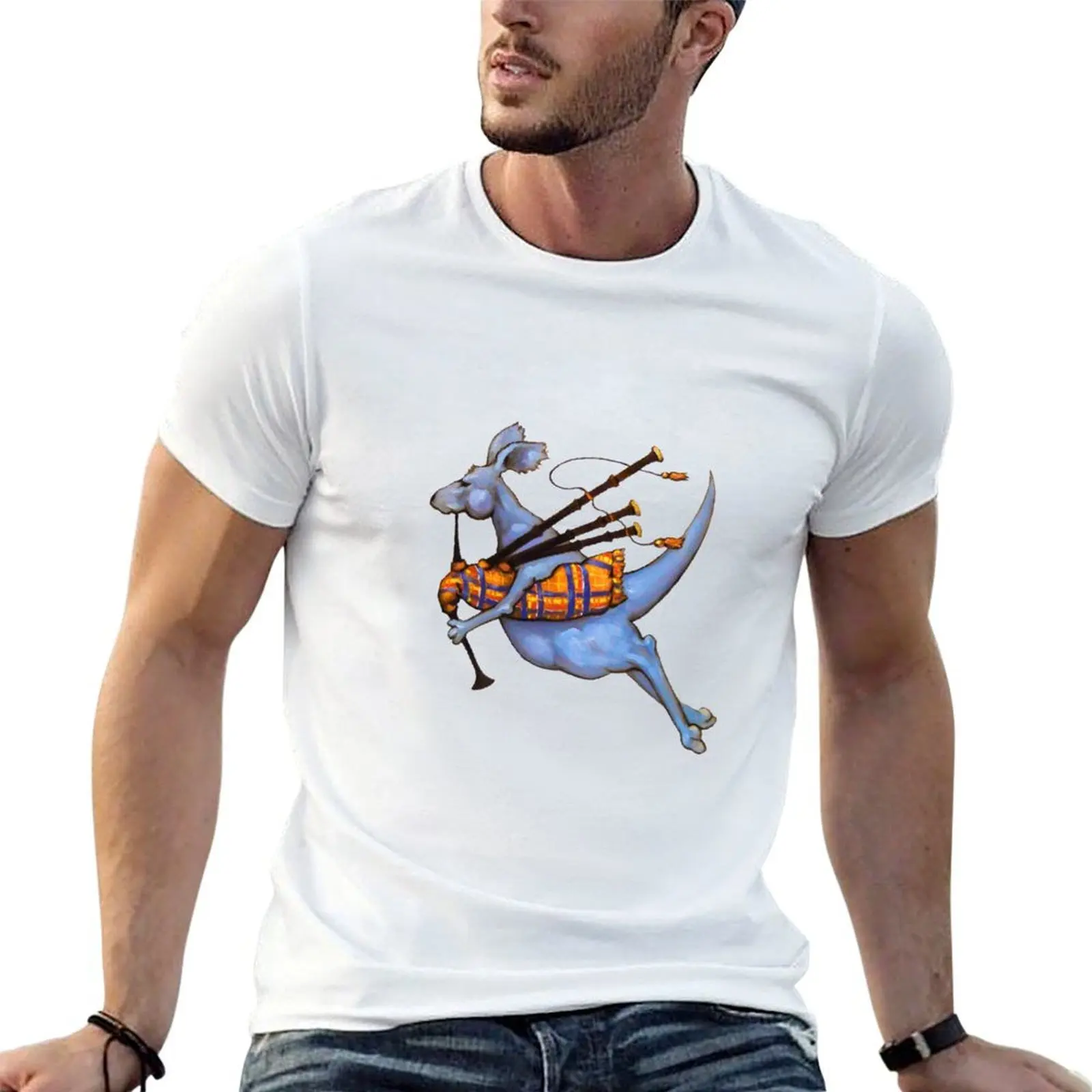 

Piperoo!!!Bagpipe Playing Kangaroo Jumps by Playing ThePipes T-Shirt man tshirt cotton tshirt 100% t shirts with prints T-Shirt