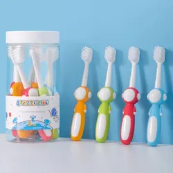 8 Childrens Bucket Soft Bristled Toothbrushes Cartoon Image Anti Slip Brush Handle Soft Bristled Toothbrush