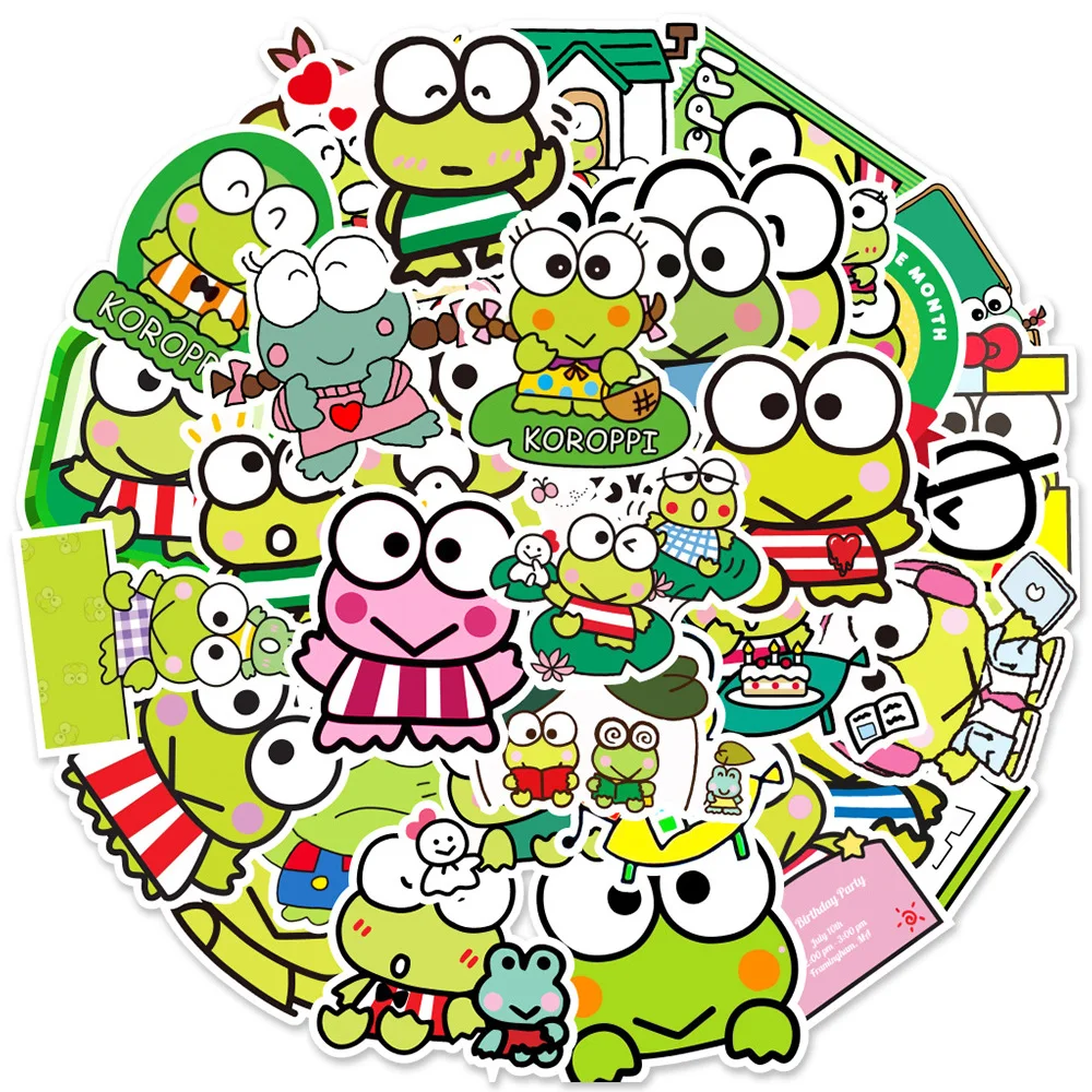 

10/30/50pcs Kawaii Kero Kero Keroppi Stickers for Kids Girls Waterproof Cute Decals DIY Scrapbooking Phone Case Laptop Sticker