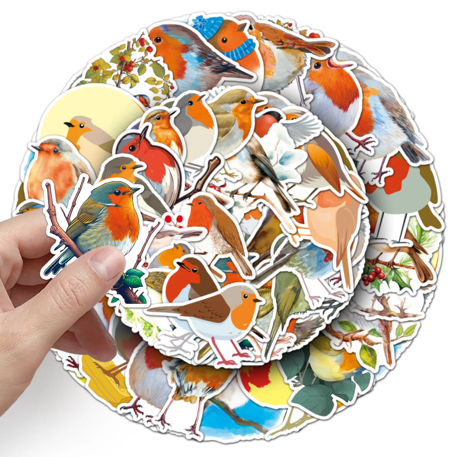 10/50PCS Cartoon Animal Robin Bird Sticker Cute Funny Doodle Decorative Water Cup Guitar Scrapbook Bike Decal Kids Toy Gift