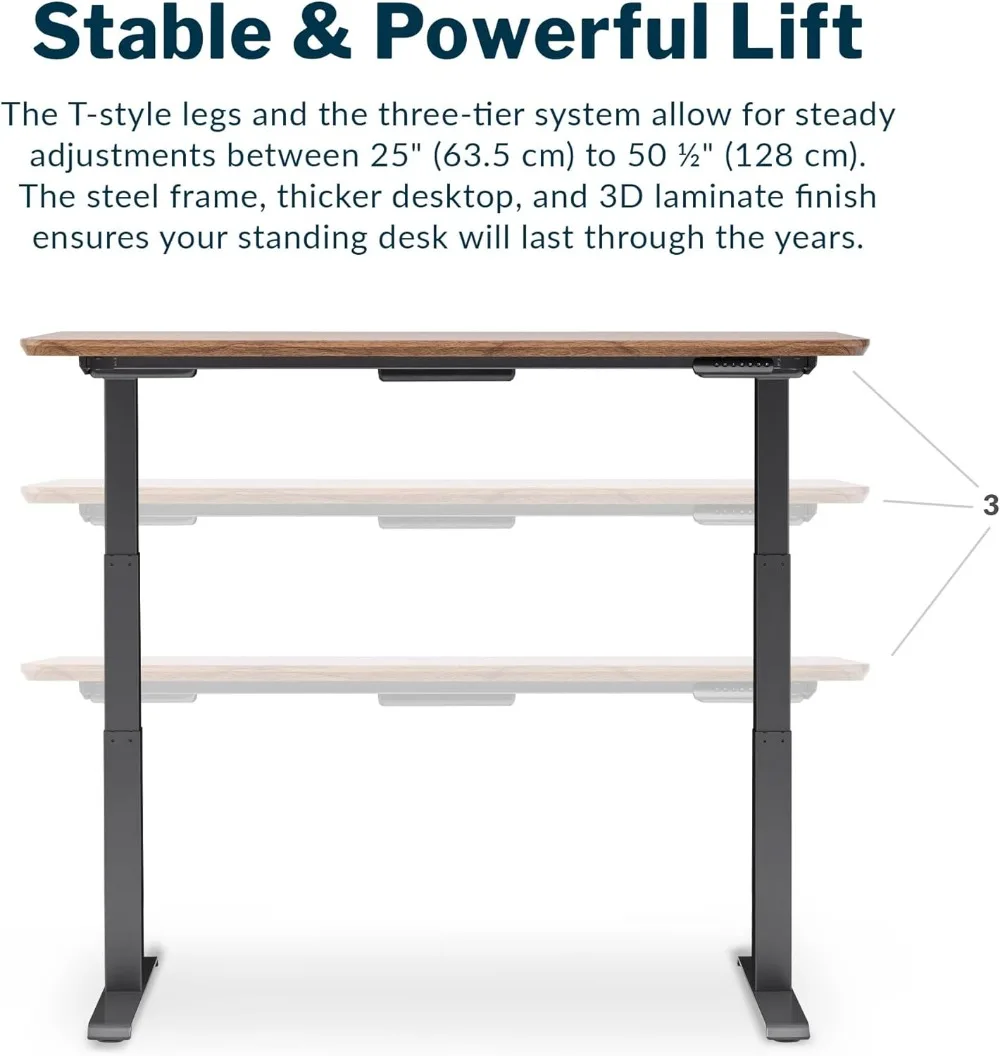 Mesa elétrica de pé - Varidesk 60x30, mesa de pé com altura ajustável - motor duplo com predefinições de memória, pernas estáveis em estilo T