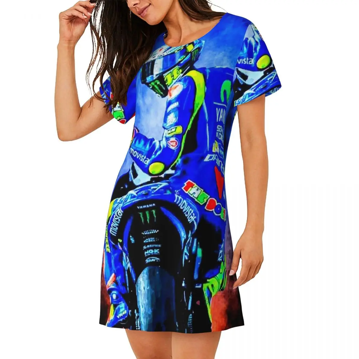 

Moto-Gp Rossi Speed Racing Short Sleeves Nightdress For Sleeping Sleepshirts Women Short Sleeve Nightgowns Loose Pajama Dress