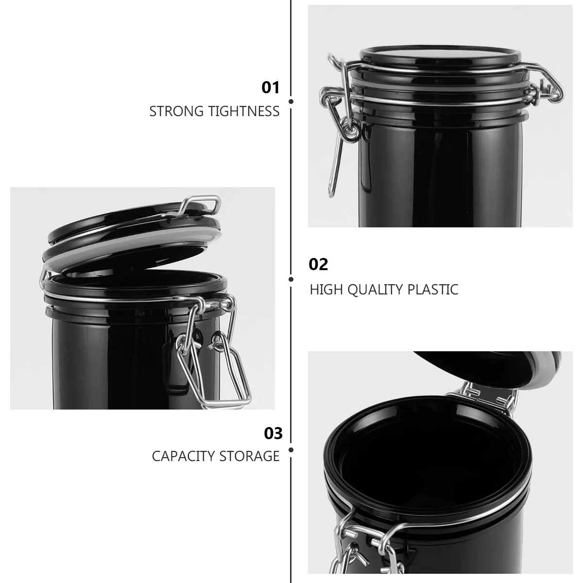 2Pcs Black Opaque Leak-Proof Eyelash Glue Storage Container with Sealing Buckle for Salon Home Use Holds 3 Glues Dehumidify