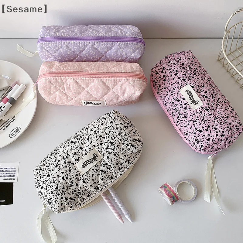 Ink-splashing Ribbon Pencil Case Makeup Bag Brush Data Cable Storage Bag Stationery Organizer Pen Bag