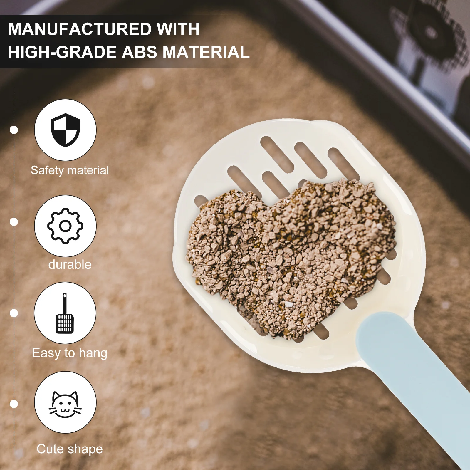 

1 set Cat Litter Scoop Heavy Duty Abs Wide Mouth Design Fast Pet Waste Removal Tool With Holder For All Litter Types Cat