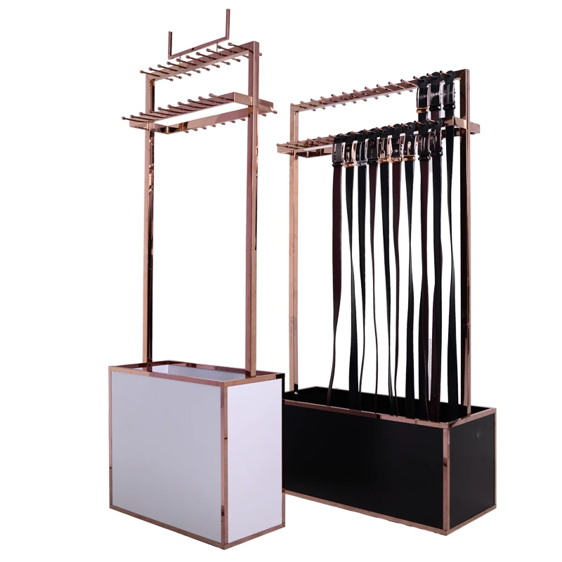 Barrel Belt Display Rack Clothing Store Window Leather Goods Display Rack Rotary Removable Metal Stainless Steel Belt Rack