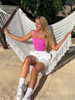 Women Solid Square Neck Ribbed Tank Top Camisole Women Summer Basic Elastic Sleeveless Crop Tops - Image 6