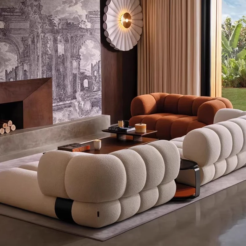 Retro fabric Italian style modern simple living room small apartment designer tire sofa