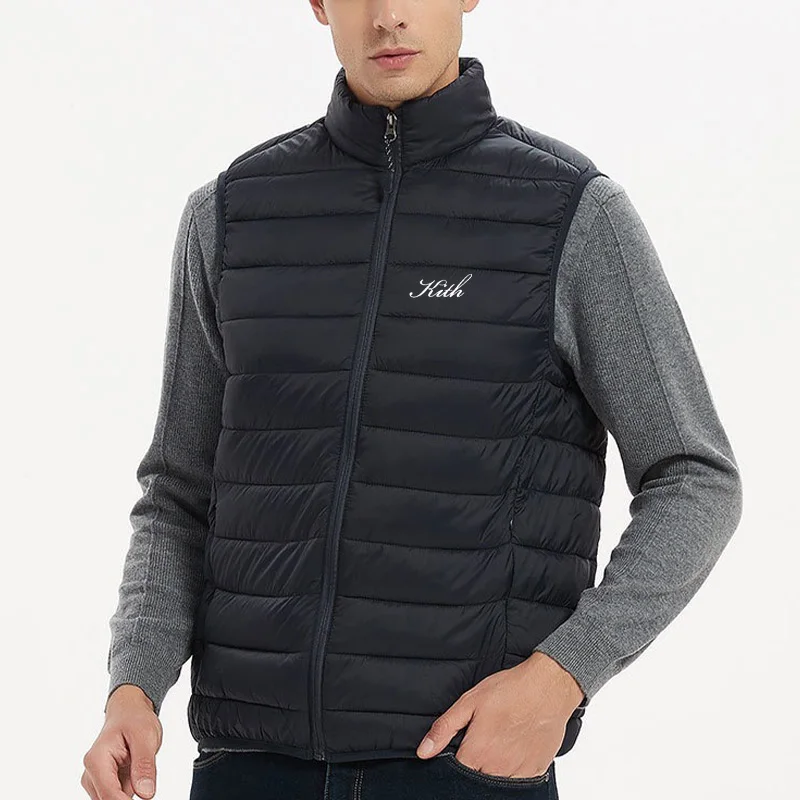 2024 Autumn Winter Men Women Sleeveless Padded Vest Embroidery logo With Zipper Front Plain Going Out Lightweight Quilted Jacket