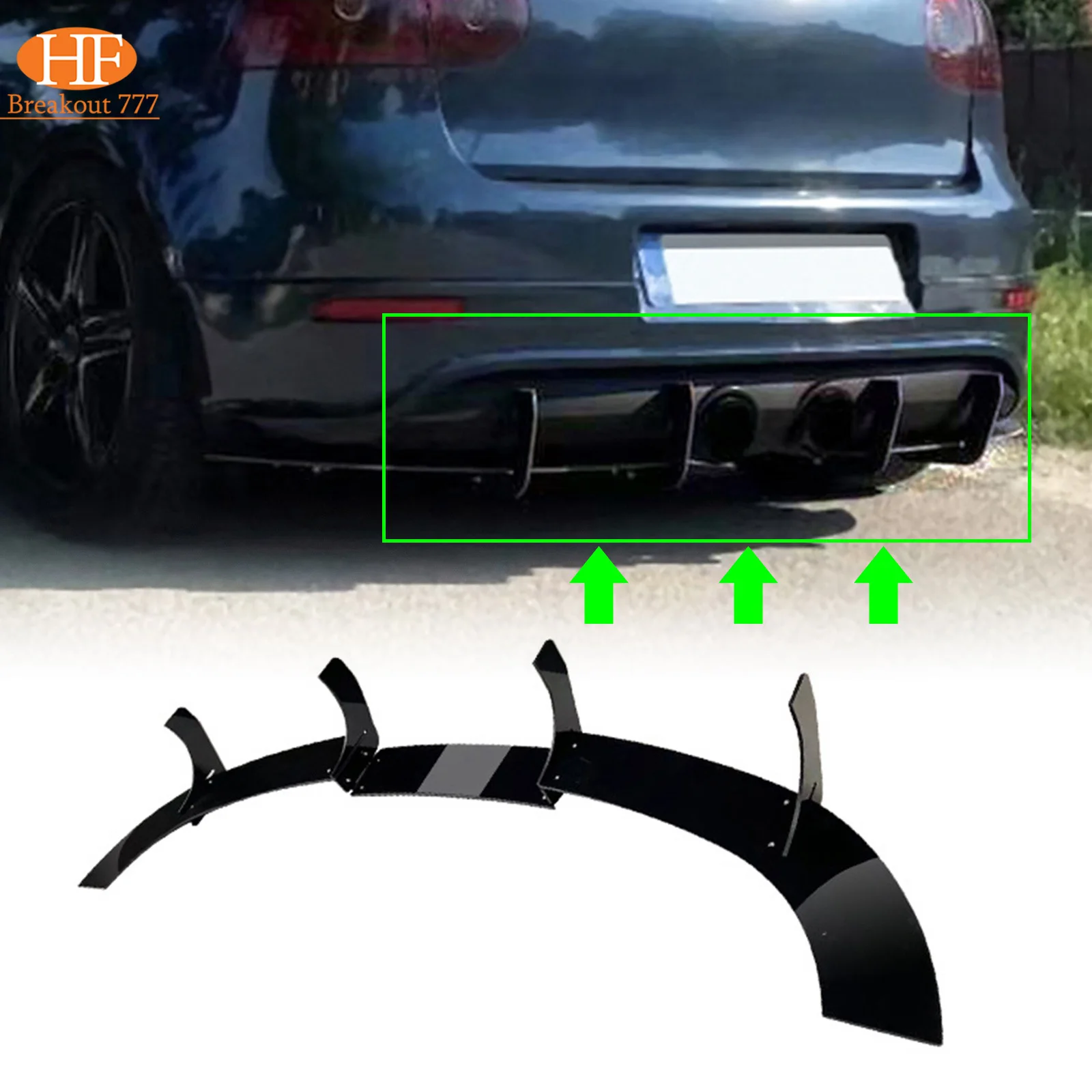 

1 Set Rear Bumper Diffuser Cover Spoiler Shark Fin Trim For VW Golf 5 R32 MK5 2005-2009