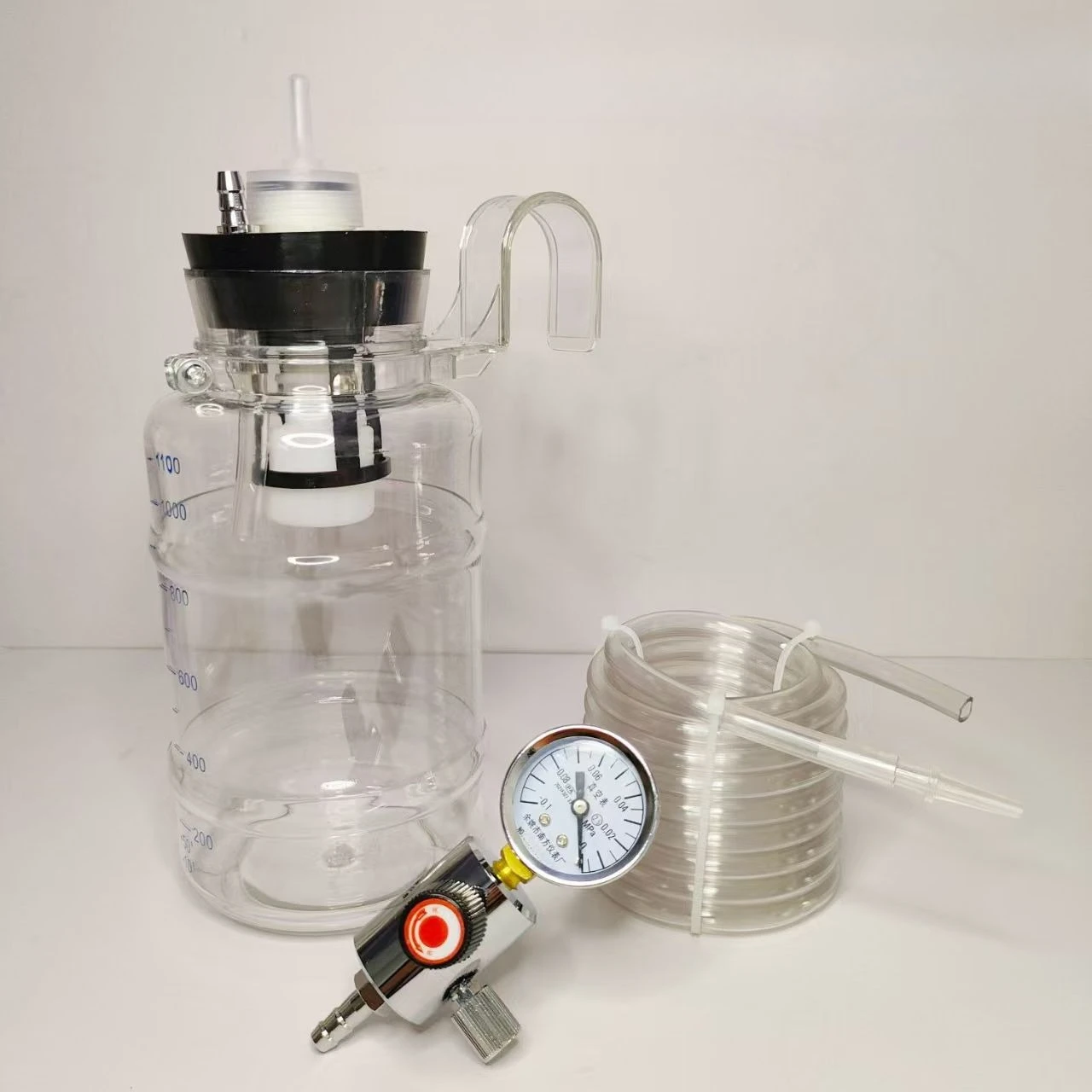 Negative Pressure Suction Apparatus 2L Drainage Bottle Medical Sputum Cork Connecting Tube Meter Portable Hook for Reverse Flow
