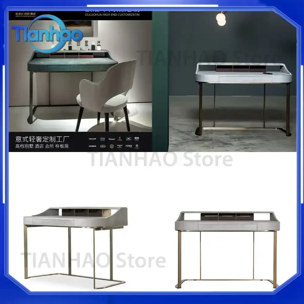 Modern French Style Vanity Table for Bedroom with Wooden Frame Minimalist Design for Sample Room for Italian Luxury Style