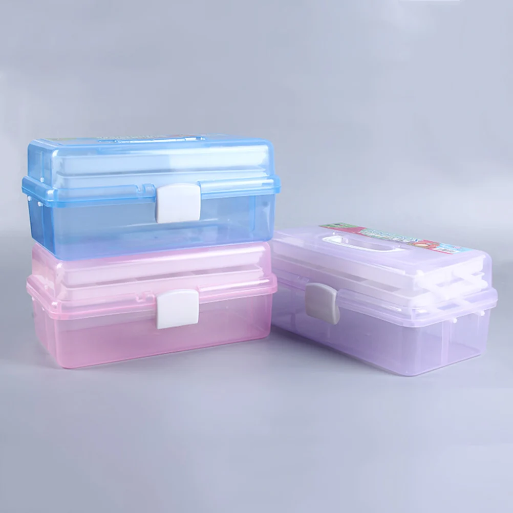 

Thicker Large Capacity PP Plastic Painting Storage Anti-Slip Handle Strong Load Bearing Lid Buckle Design for Art Craft Sewing