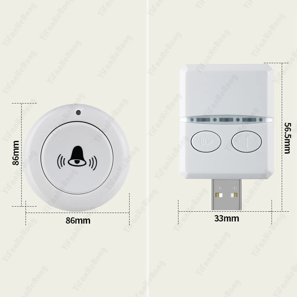 Timbre con botón de señal SOS inalámbrico para el hogar inteligente, 30 música, Control remoto para personas mayores, llamada de emergencia, puerta nocturna