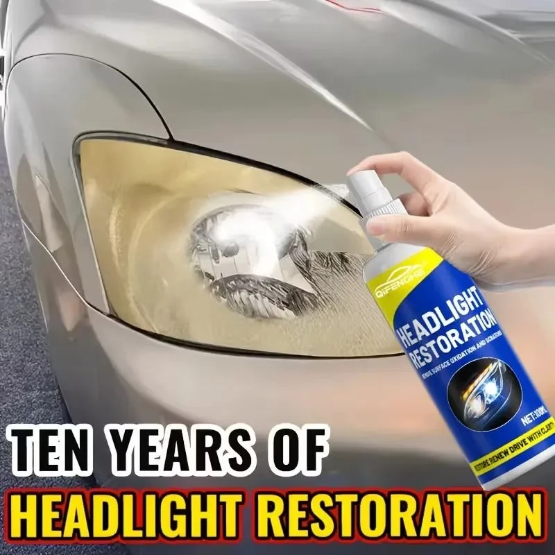 Car Headlight Restoration Spray by QIFENGHE, Restore Clarity & Drive Safely