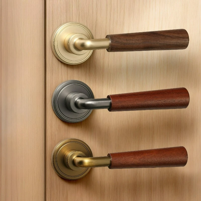 

Внутренняя дверь в среднем древнем стиле, дверная ручка для спальни с текстурой ореха, дверной замок, использование в помещении, бесшумный разделенный замок с ручкой