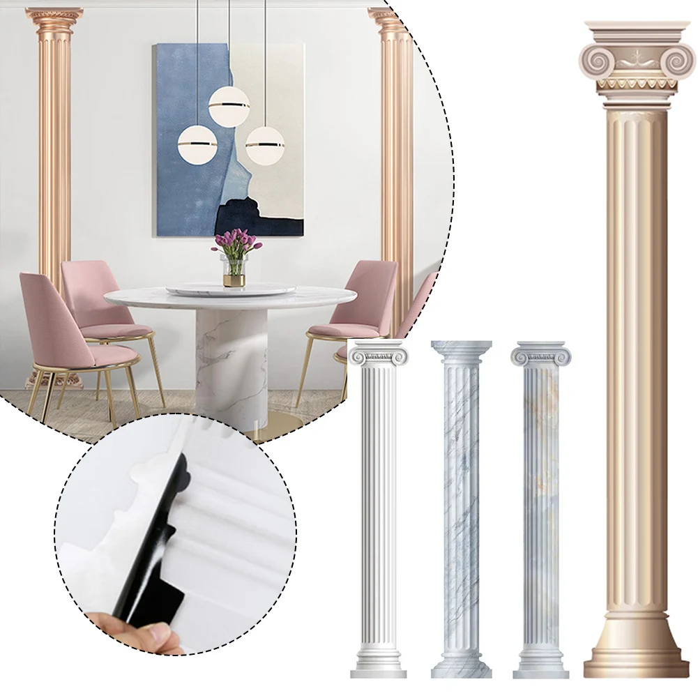 1 Pcs Decoration Stickers 3D Roman Column Wallspaper Home TV Sofa Background Wall Bedroom Bar Bookshop Office Decor