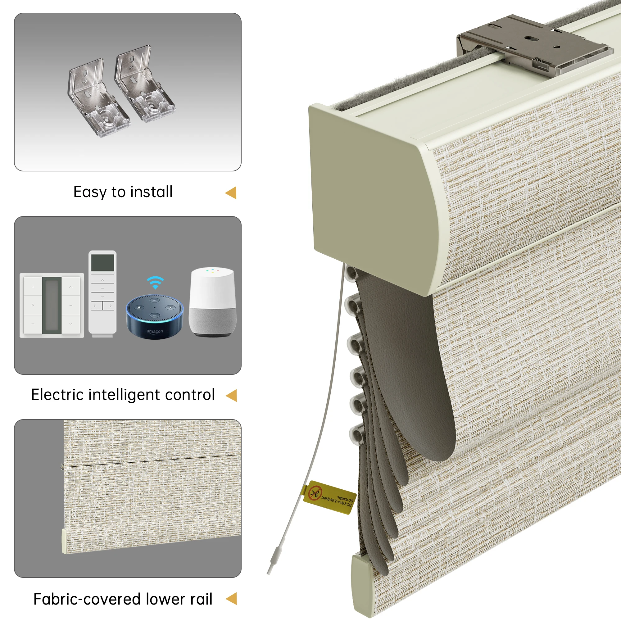 Zigbee Alexa Tuya Wifi Google Matter Electric Automatic Smart Home Blackout Motorized Roller Shades Roman Blinds for Window