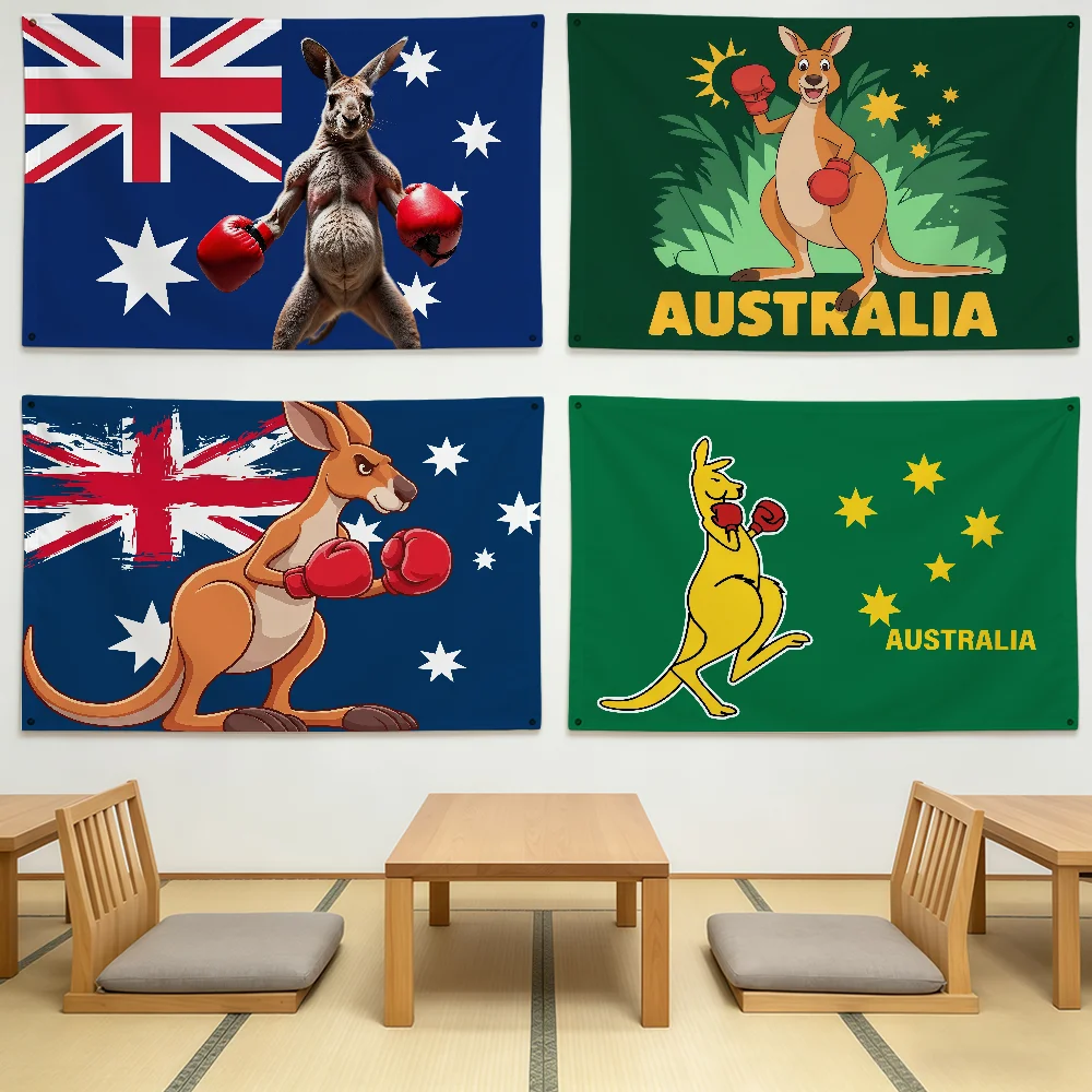 Boxing Kangaroo Australia Flag Durable Outdoor Indoor Patio Festive Decoration Classic Design Pole Wall Room Banner