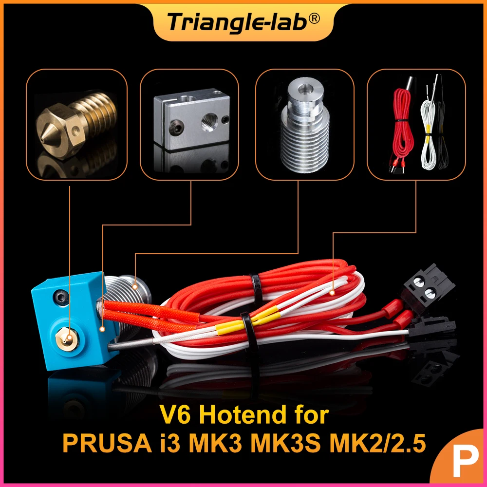 Trianglelab V6 Hotend wstępnie zmontowana jednostka do drukarki 3D PRUSA i3 MK3 MK3S MK2/2.5 v6 z dyszą radiatora
