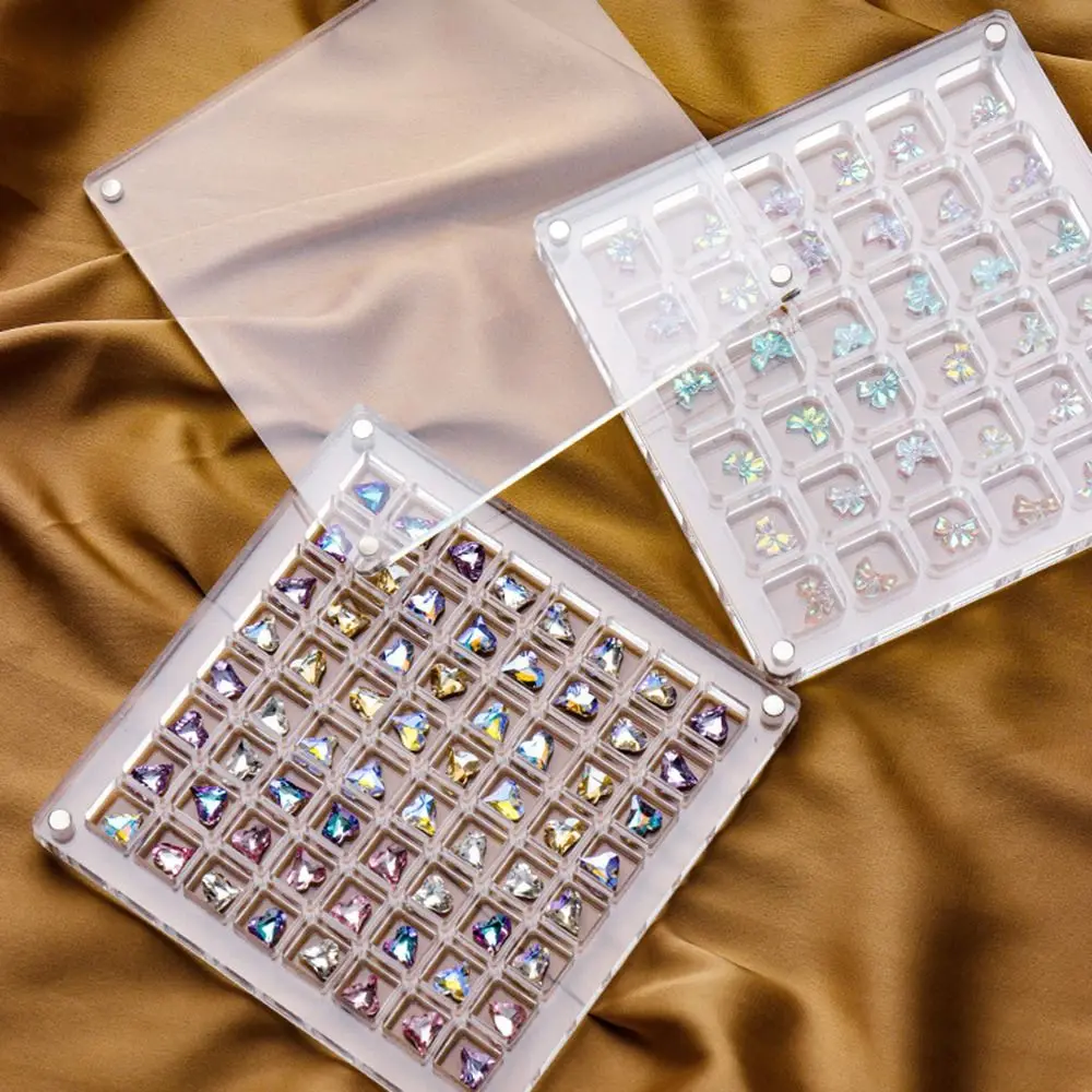 Boîte de rangement transparente en acrylique pour perceuse à ongles, boîte de collection de bijoux, poignées amovibles, vitrine étanche à l'humidité, 36 grilles, 64/100 grilles