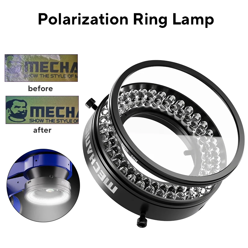 Mechanic LS720+ Polarized Microscope Ring Light Illuminator Anti Glare LED Microscope Ring Lamp for Precision Soldering Repair