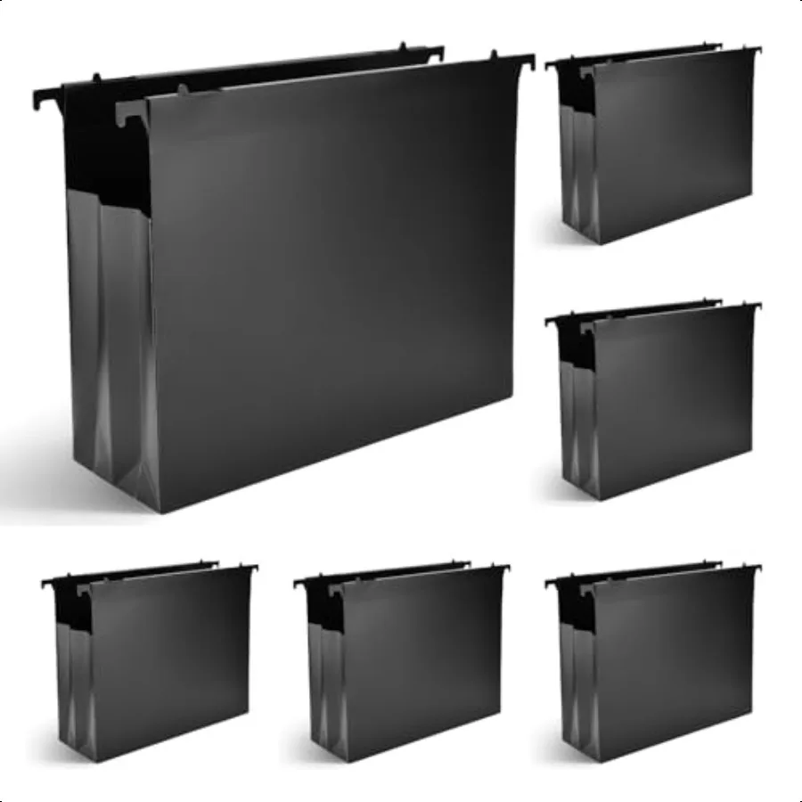 

6Pcs Plastic Extra Capacity Hanging File Folders Letter Size 4inch Expanding Pocket with Dividers Heavy Duty for Filing Cabinet