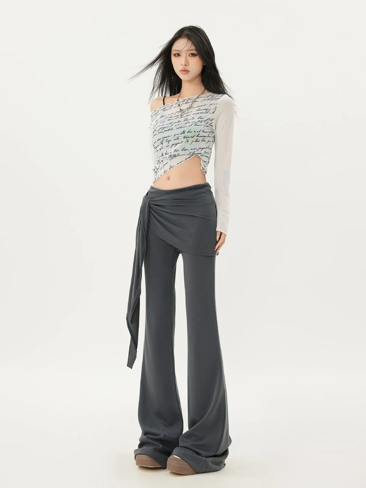 

Yaya American Sle, свободные повседневные брюки для йоги, женские осенние брюки-колокольчик для девочек, универсальные свободные утягивающие повседневные брюки