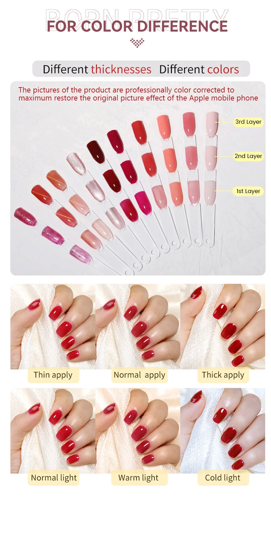 BORN PRETTY 1 Flasche 10ml Flatternde Flocken Jelly Gel Nagellack Semi-Permanent Nail Art Maniküre Abziehbarer LED-Nagellack Vernis – Detail 6