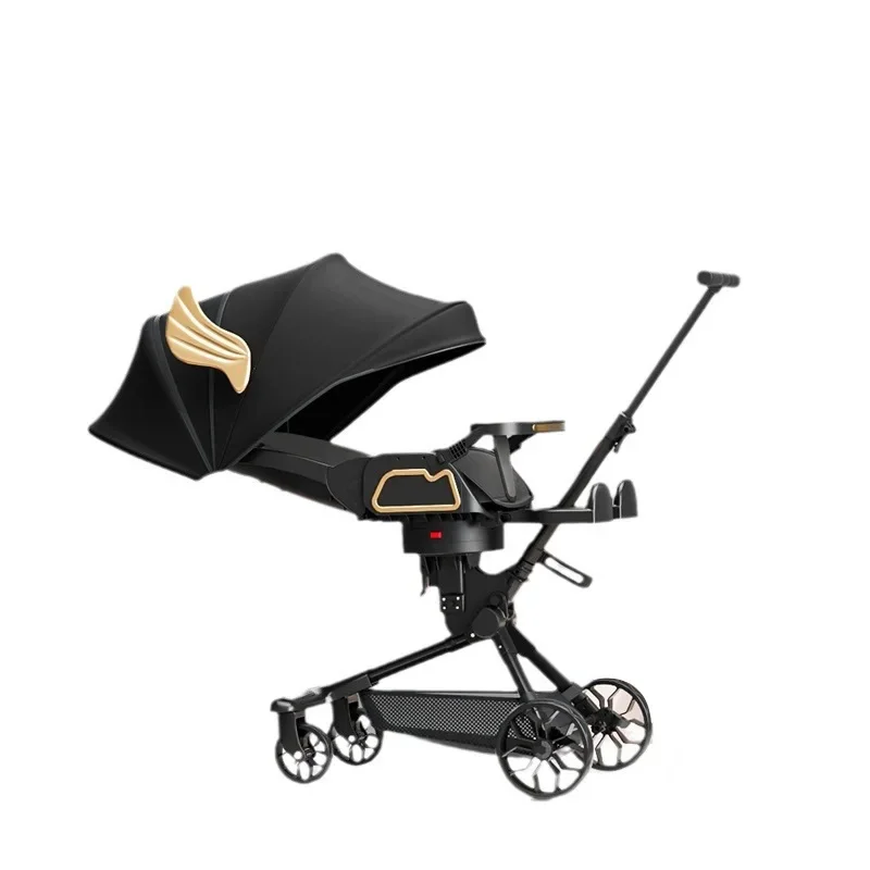 Four-wheeled Stroller Lightweight High Landscape Foldable Newborn Stroller Two-way Swivel Seat Shock Absorption Baby Stroller