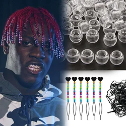 50Pcs/Set Transparent African Hair Bead 6x9mm Plastic Bead Big Hole 4mm For Kids Girls Hair Styling Dreadlocks Braids Women Gift